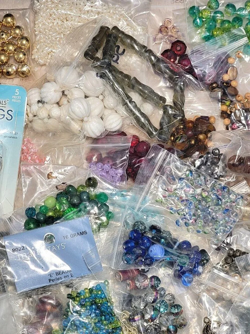 HUGE 4.5lb Destash Lot Jewelry Making Beads Findings Cabachons Various Mats #H
